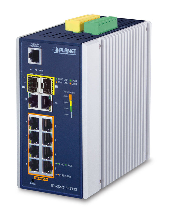 EAN 4711605283625 - PLANET IGS-5225-8P2T2S switch Gestionado L2+ Gigabit Ethernet (10/100/1000) Energía sobre Ethernet (PoE)  imagen 1