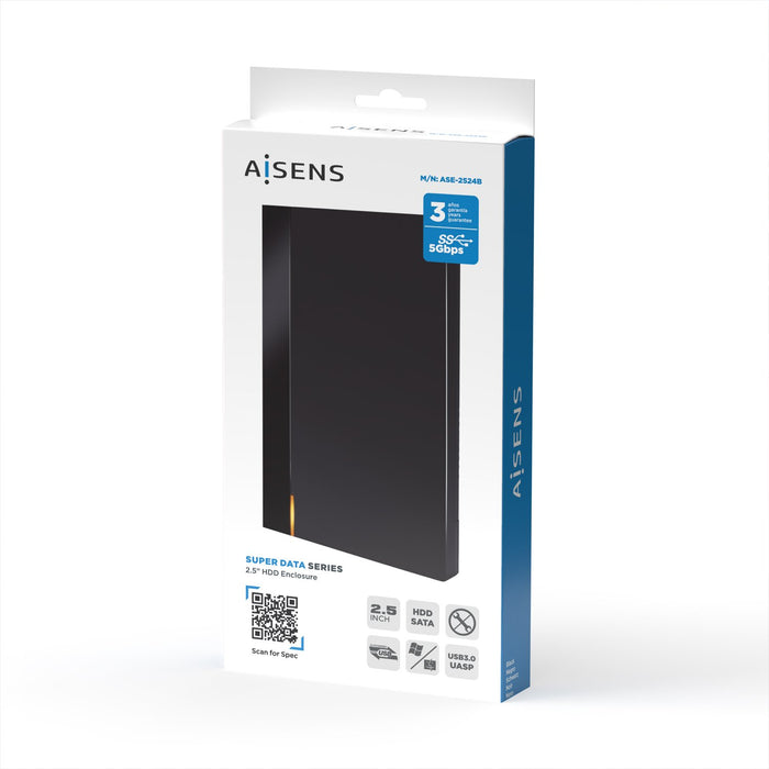 EAN 8436574707908 - AISENS ASE-2524B caja para disco duro externo Caja externa para unidad de estado sólido (SSD) Negro 2.5" imagen 4