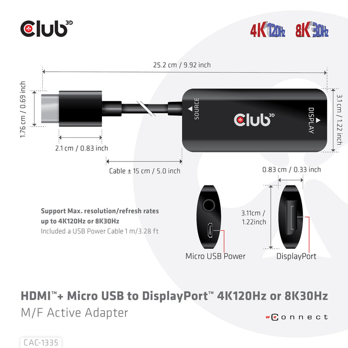 EAN 8719214472498 - CLUB3D CAC-1335 adaptador de cable de vídeo 1 m HDMI + USB DisplayPort imagen 16