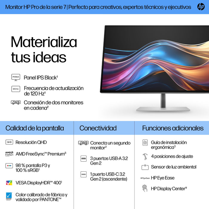 EAN 5715063476352 - HP Series 7 Pro 727pq pantalla para PC 68,6 cm (27") 2560 x 1440 Pixeles Quad HD LCD Plata imagen 3