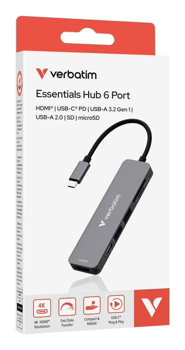 EAN 0023942321569 - Verbatim 32156 hub de interfaz USB 3.2 Gen 1 (3.1 Gen 1) Type-C 5000 Mbit/s Gris imagen 3
