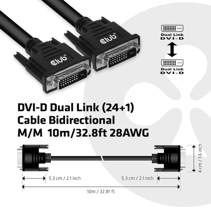 EAN 8719214471491 - CLUB3D DVI-D DUAL LINK (24+1) CABLE BI DIRECTIONAL M/M 10m 32.8 ft 28AWG Negro imagen 4