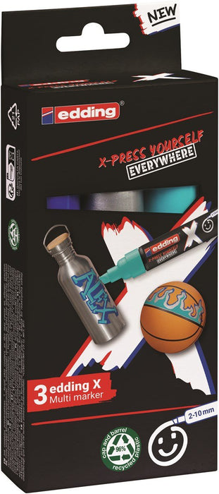 EAN 4057305067104 - Edding 6900 X Multimarker marcador permanente Punta de cincel Azul, Plata, Turquesa 3 pieza(s) imagen 7