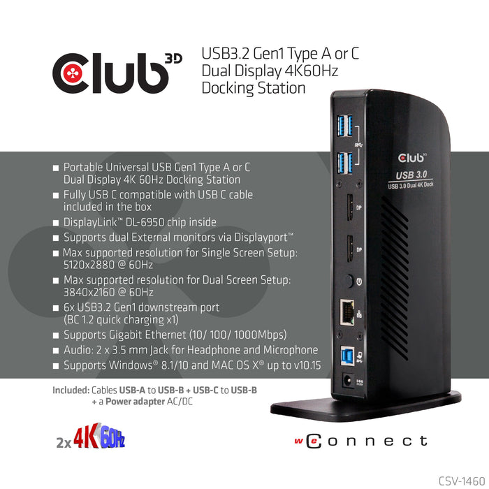EAN 8719214470777 - CLUB3D CSV-1460 base para portátil y replicador de puertos Alámbrico USB 3.2 Gen 1 (3.1 Gen 1) Type-A Neg imagen 8