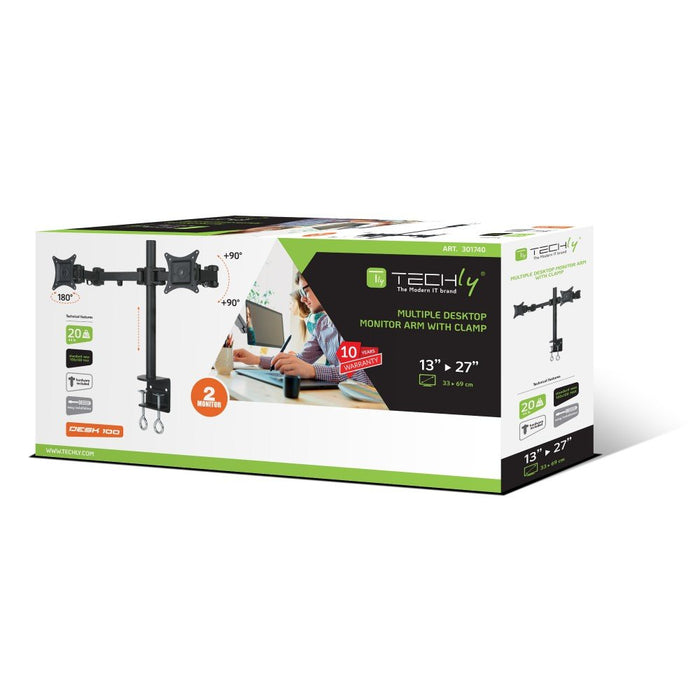 EAN 8057685301740 - Techly ICA-LCD 482-D soporte para monitor 68,6 cm (27") Escritorio Negro imagen 2