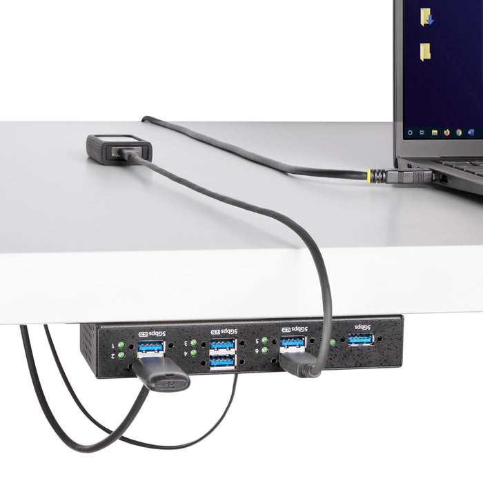 EAN 0065030898195 - StarTech.com 5G7AINDRM-USB-A-HUB hub de interfaz USB 3.2 Gen 1 (3.1 Gen 1) Type-B 5000 Mbit/s Negro imagen 10