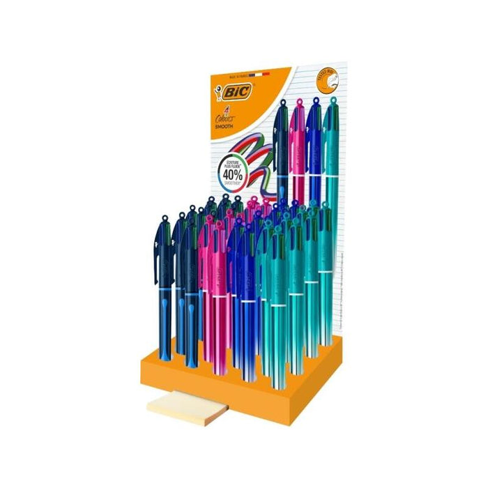 Bic 4 Colours Smooth Gradient Y Drop Expositor De 36 Boligrafos De Bola Retractil - Punta Media De 1.0mm - Escritura Un