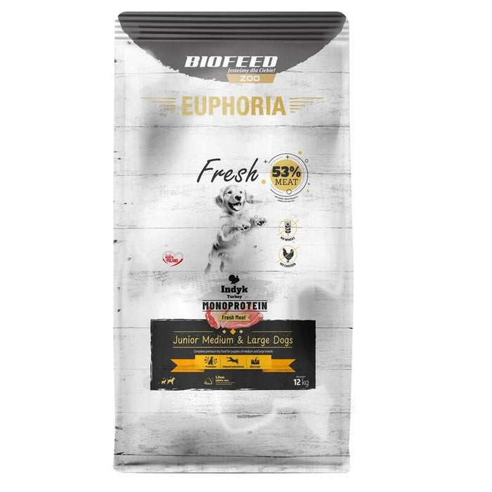 Biofeed Euphoria Fresh Meat Junior Medium & Large Indyk Monoprotein 12kg