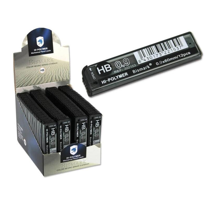 Bismark Minas Hy-Polymer 0,9mm Hb Caja Expositora Con 60 Estuches De 12 Ud Grafito