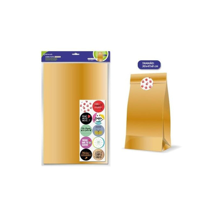 Bismark Pack De 10 Sobres Papel Kraft 50grs Con 10 Pegatinas Para Cierre - Medidas 30x47x8cm - Ideal Para Regalos -