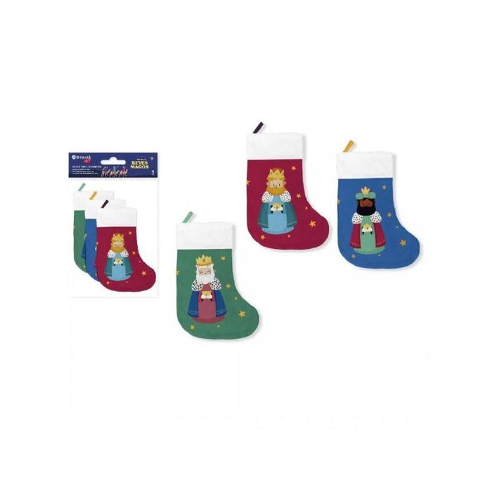 Bismark Pack De 3 Calcetines Decorativos Reyes Magos - Con Cinta Para Colgar
