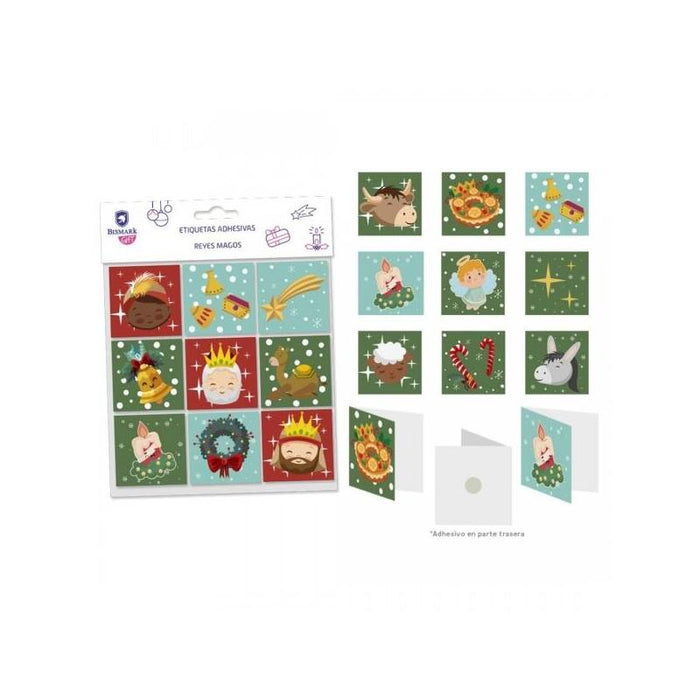 Bismark Pack De 9 Tarjetas De Felicitacion Navideña - Adhesivo En La Parte Trasera - Diseños Variados