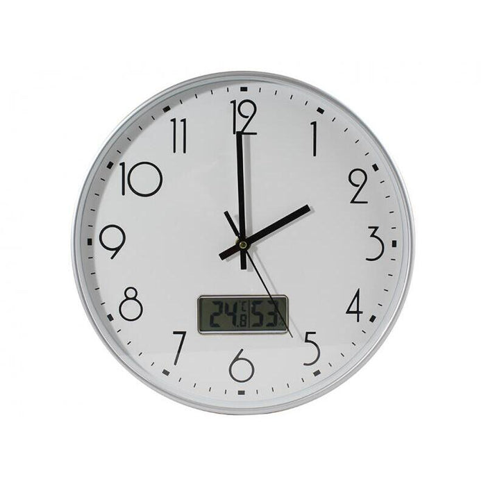 Bismark Reloj Oficina Blanco Con Digital - Numeros Negros - Cristal Exterior - Manecillas De Aluminio - Marcador