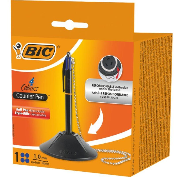 Bolígrafo De Tinta De Aceite Retráctil Bic 527507 Azul Incluye Base + Cadena