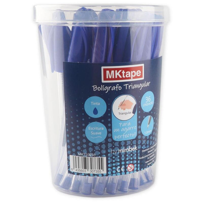 Bolígrafos Triangulares Mktape Mkt10650 - Azul · Caja 36 Unidades