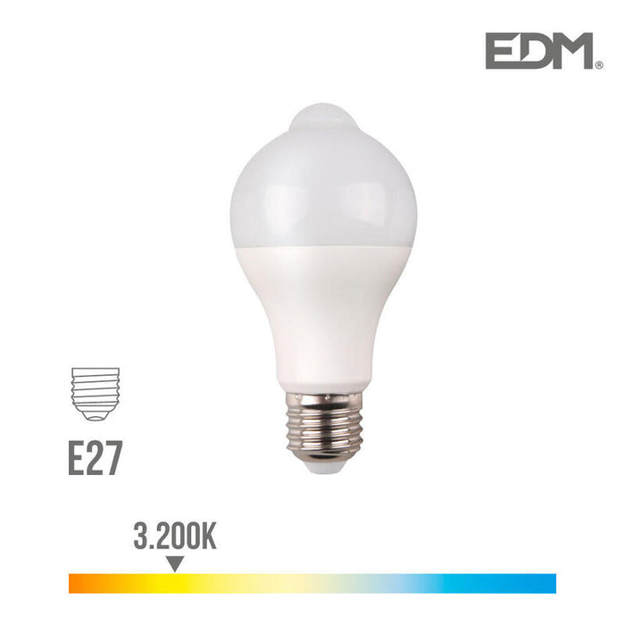 Bombilla Standard Led Con "Sensor De Presencia Y Crepuscular" E27 12w 1055lm 3200k Luz Calida Ø6x11cm Edm