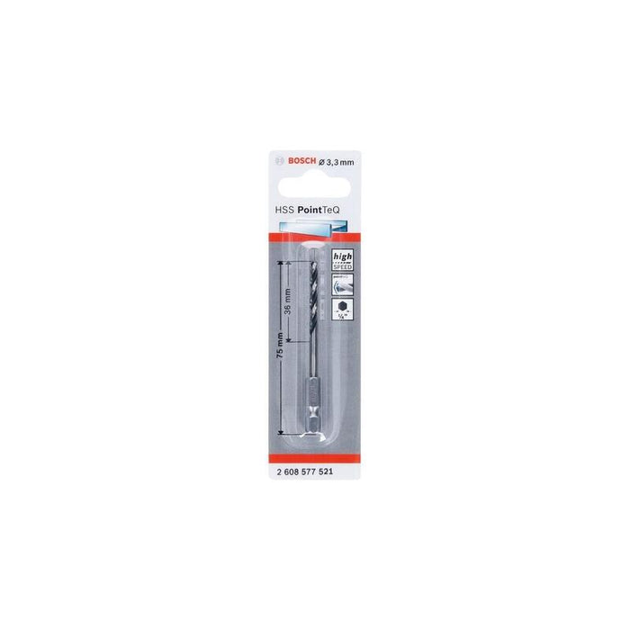 Bosch Hexagonal Hss-Espiralbohrer Pointteq, Ø 3,3mm 2608577521