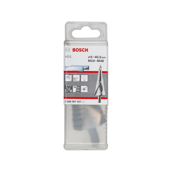 Bosch Professional Broca Escalonada Hss, Ø 6 Mm - Ø 40,5 Mm, M 10 - M 40 16 Pasos, Con Ranura En Espiral 2608587427