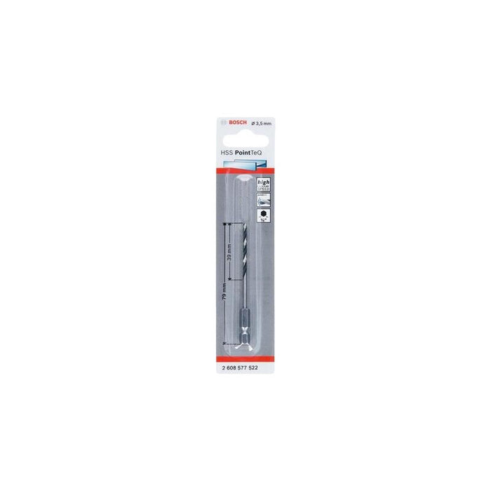Bosch Professional Broca Helicoidal Hss Pointteq Hexagonal, Ø 3,5 Mm, Longitud Útil 39 Mm 2608577522