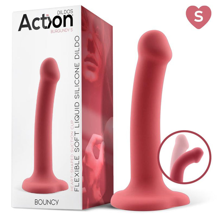 Dildo Bouncy  Silicona Líquida Hiper Flexible 6.5 - 16.5 Cm Talla S Burgundy