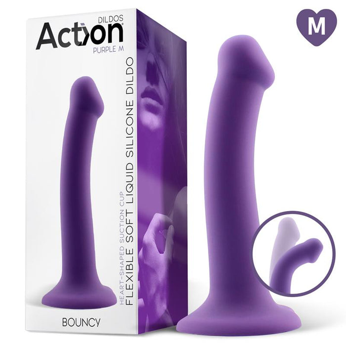 Dildo Bouncy  Silicona Líquida Hiper Flexible 7 - 18 Cm Talla M Púrpura