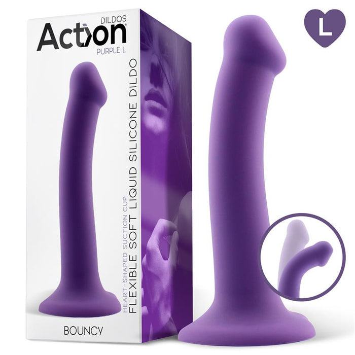 Dildo Bouncy Silicone Flexible Hiper Flexible 7.5 - 19 Cm Talla L Púrpura