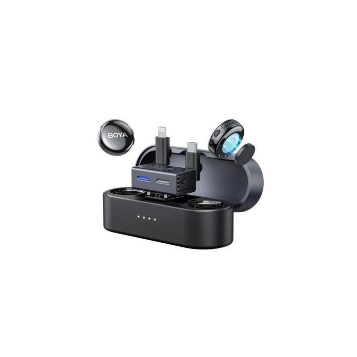 Boya Microphone Wireless Boyalink 3-01, 2.4ghz, Ai Noise Cancellation, With 2 Transmitters And 2 Receivers (Type-C, Lightning) Black Eu