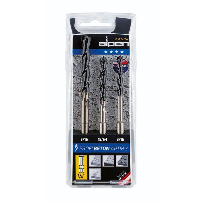 Broca Alpen Aptm3 Hm-Beton 6kant Set 3-Tlg.