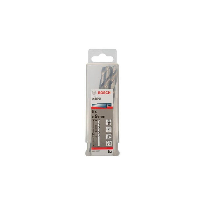 Broca Bosch Professional Para Metal Hss-G, Ø 9 Mm 5 Piezas, Longitud Útil 81 Mm 2608595075