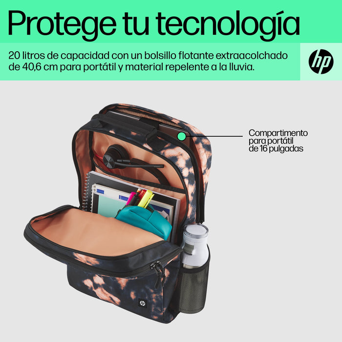 EAN 0197192487594 - HP Campus XL Tie Dye Backpack mochila Mochila informal Negro Poliéster, Poliespuma imagen 5
