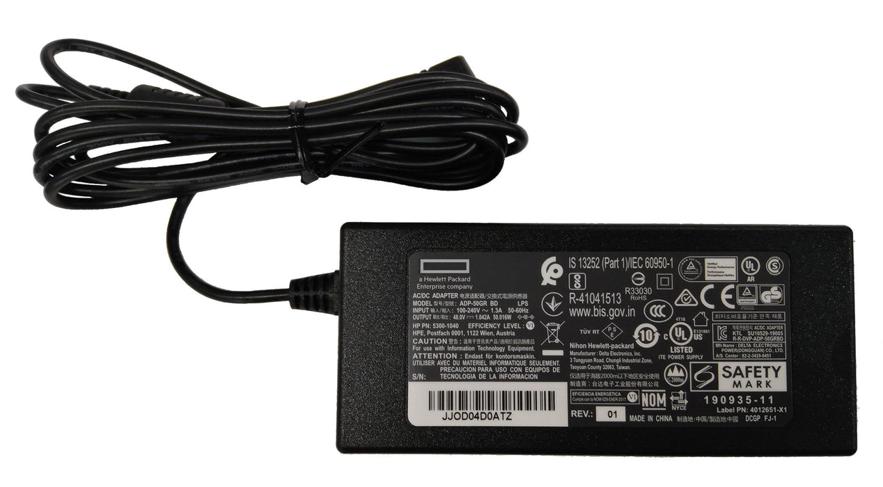 EAN 0190017376875 - HPE Aruba Networking AP-AC2-48C 48V/50W AC/DC Desktop Style Power Adapter with 1.35/3.5mm Connector adapt imagen 1