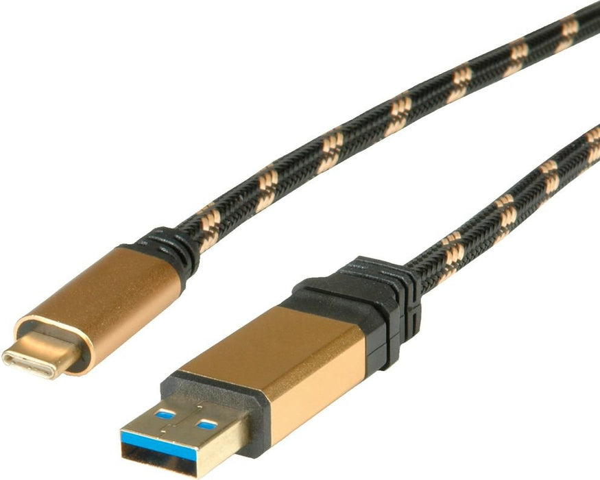 EAN 7611990152544 - ROLINE USB 0.5m cable USB USB 3.2 Gen 2 (3.1 Gen 2) 0,5 m USB A USB C Negro, Oro imagen 1