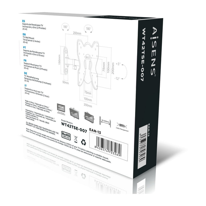 EAN 8436574703269 - AISENS WT42TSE-007 soporte para TV 106,7 cm (42") Negro imagen 7