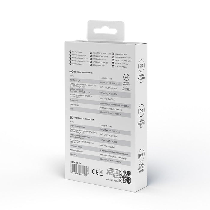 EAN 5901986046790 - Savio LA-04 USB Type A & Type C Quick Charge Power Delivery 3.0 Indoor Smartphone, Tableta Blanco Carga r imagen 10