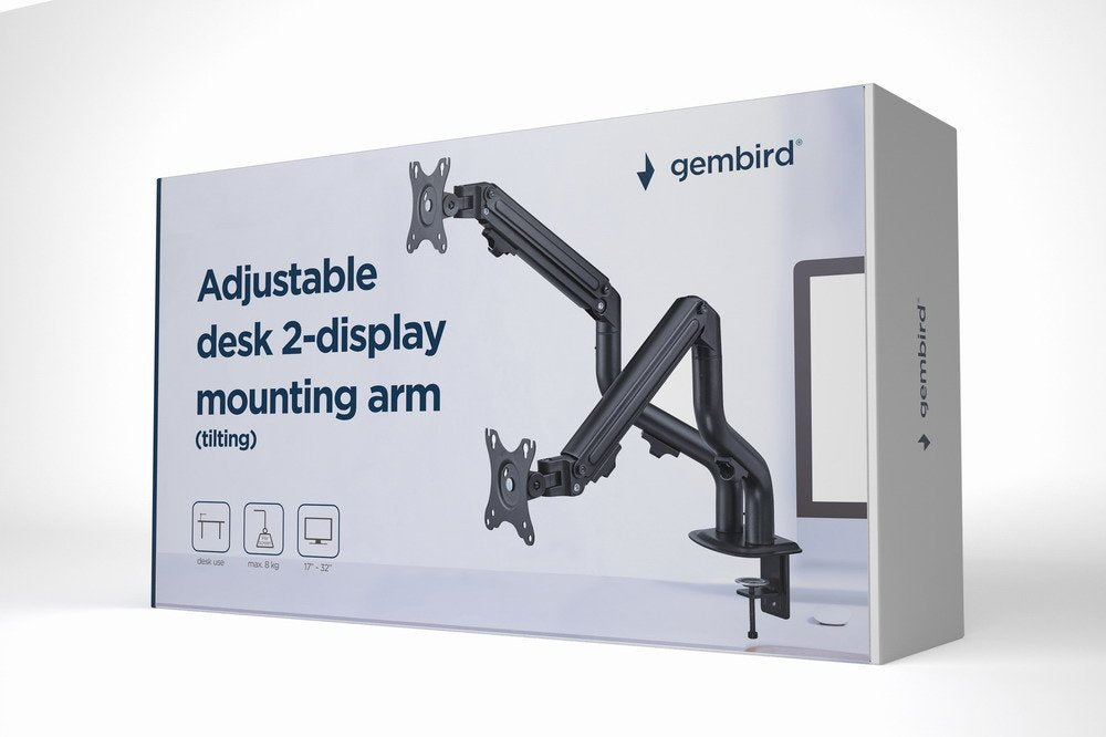 EAN 8716309126106 - Gembird MA-DA2-02 soporte para monitor 81,3 cm (32") Escritorio Negro imagen 1