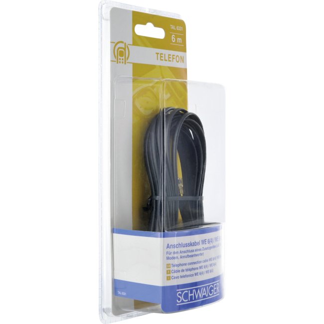 EAN 4004005502893 - Schwaiger 6.0m RJ-11 - RJ-11 6 m Negro imagen 4