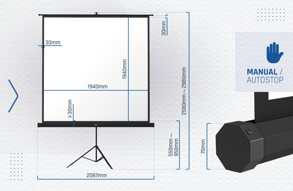 EAN 8435364308509 - iggual PSITS200 pantalla de proyección 2,82 m (111") 1:1 imagen 12