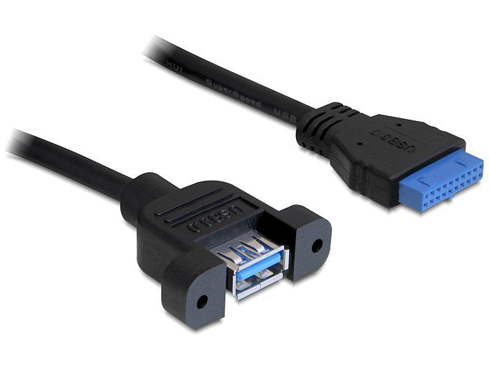EAN 4043619831180 - DeLOCK 0.5m USB 3.0 F/F cable USB 0,5 m USB A IDC Negro imagen 1