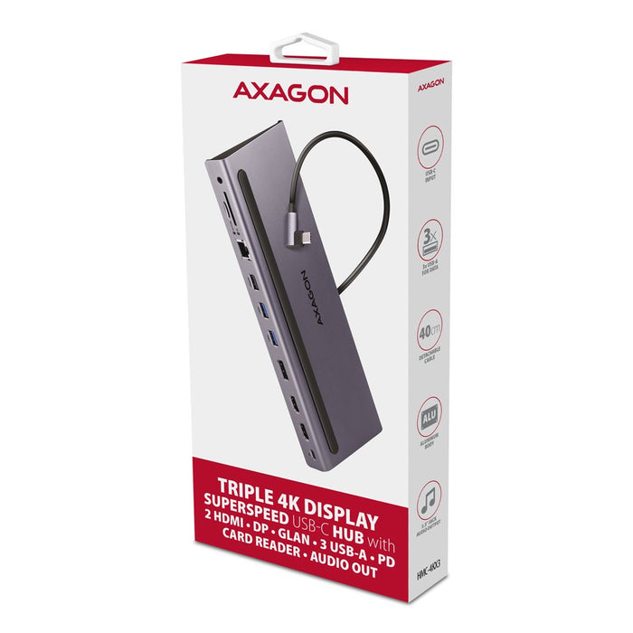 EAN 8595247907608 - Axagon HMC-4KX3 base para portátil y replicador de puertos Alámbrico USB 3.2 Gen 1 (3.1 Gen 1) Type-C Gri imagen 14