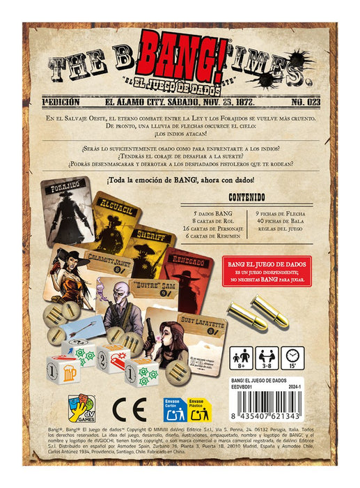 EAN 8435407621343 - Asmodee EEDVBD01 juego de tablero Bang! El Juego de dados 15 min Juego De Cartas Estrategia imagen 3