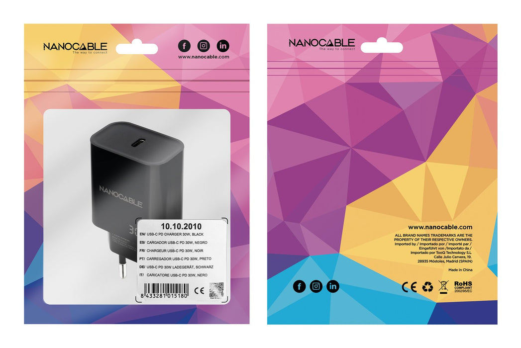 EAN 8433281015180 - Nanocable 10.10.2010 cargador de dispositivo móvil Universal Corriente alterna Interior imagen 3