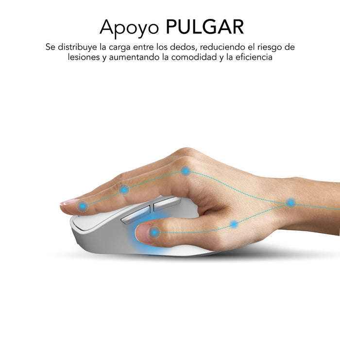 EAN 8436586743024 - SUBBLIM RATON OPTICO DUAL COMFORT ERGO DUAL BATERIA BLANCO ratón Universal mano derecha Bluetooth + USB T imagen 5