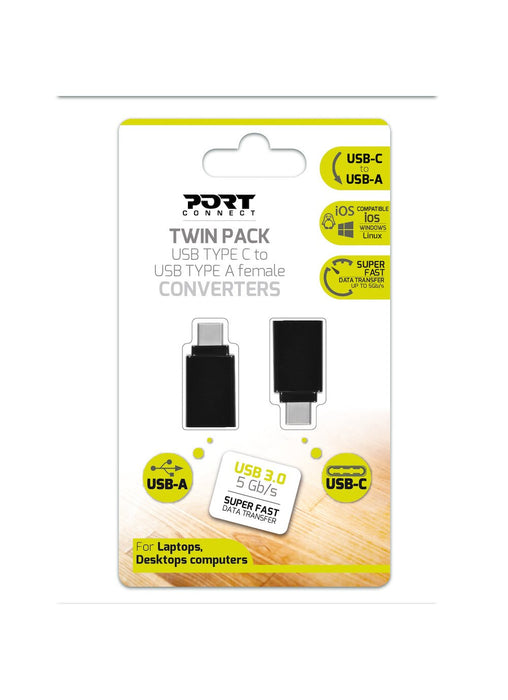 EAN 3567049001421 - Port Designs 900142 cambiador de género para cable USB-C USB-A Negro imagen 1