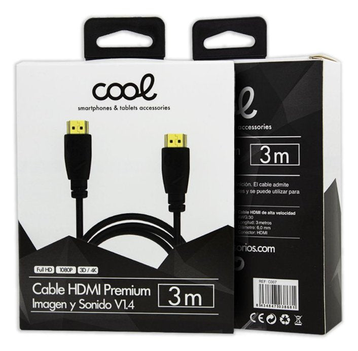 EAN 8434847038681 - COOL Accesorios 8434847038681 cable HDMI 3 m HDMI tipo A (Estándar) Negro imagen 3