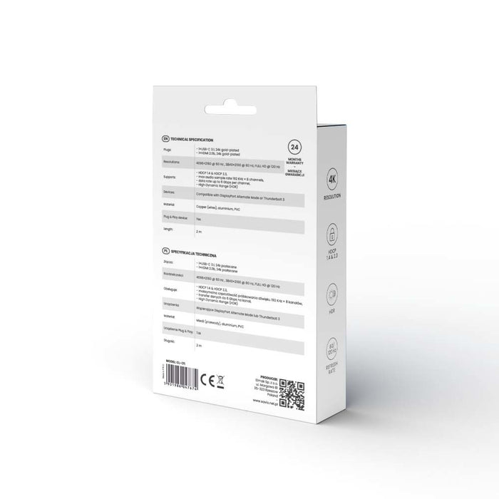 EAN 5901986047674 - Savio USB-C to HDMI 2.0B cable 2m silver / black gold tips CL-171 cable HDMI USB C HDMI tipo A (Estándar) imagen 4