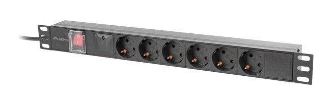EAN 5901969441772 - Lanberg PDU-06F-0200-BK unidad de distribución de energía (PDU) 6 salidas AC 1U Negro imagen 2