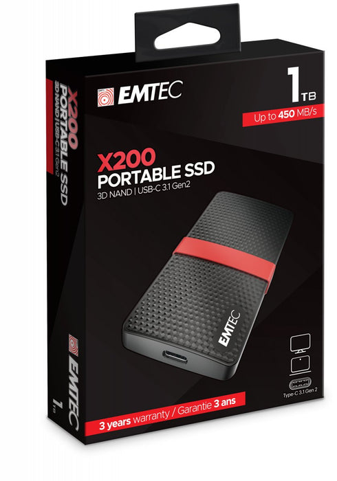 EAN 3126170170293 - Emtec X200 1 TB USB Tipo C 3.2 Gen 1 (3.1 Gen 1) Negro, Rojo imagen 2