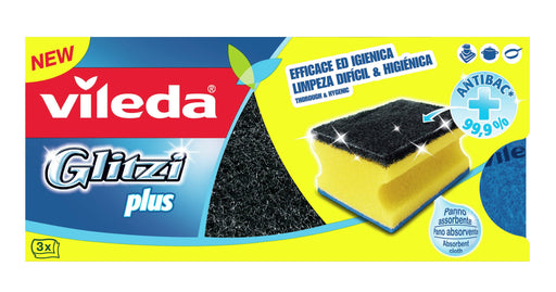 EAN 4003790001444 - Vileda 139787 esponja Rectangular Fibra Negro, Azul, Amarillo 3 pieza(s) imagen 2