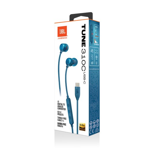 EAN 1200130011160 - JBL Tune 310C USB Auriculares Alámbrico Dentro de oído Llamadas/Música USB Tipo C Azul imagen 8