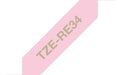 EAN 4977766770347 - Brother TZE-RE34 cinta para impresora de etiquetas Oro sobre rosa imagen 1